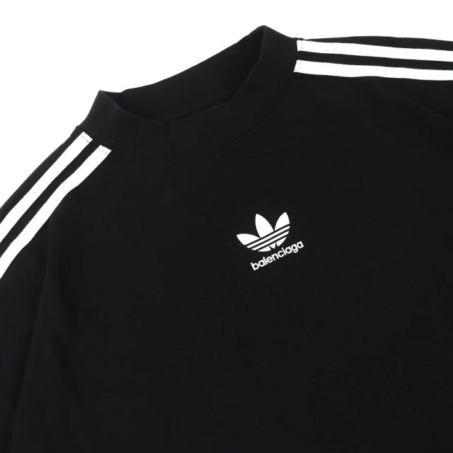 未使用△BALENCIAGA×adidas バレンシアガ×アディダス 23SS 739101 コットン100％ ストライプ ロゴ オーバーサイズ 半袖Ｔシャツ 3 正規品_2