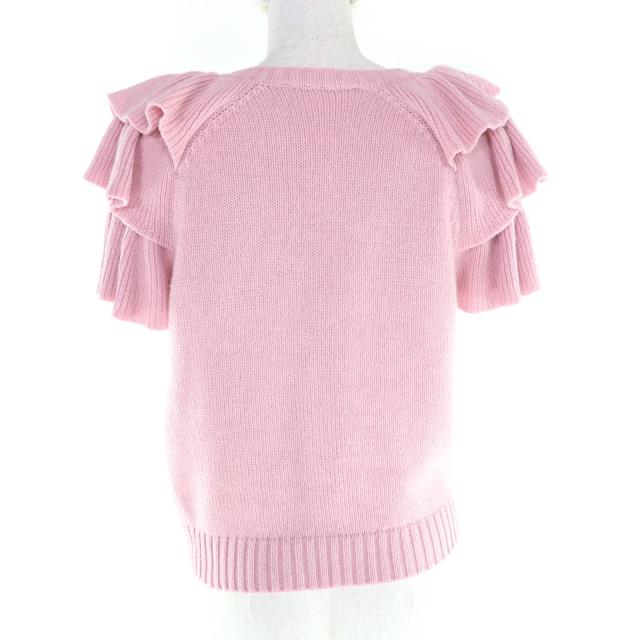 極美品★Christian Dior クリスチャンディオール 344S13BM003 カシミヤ100％ ロゴデザイン 袖フリル 半袖ニット ピンク 42 伊製 正規品_2