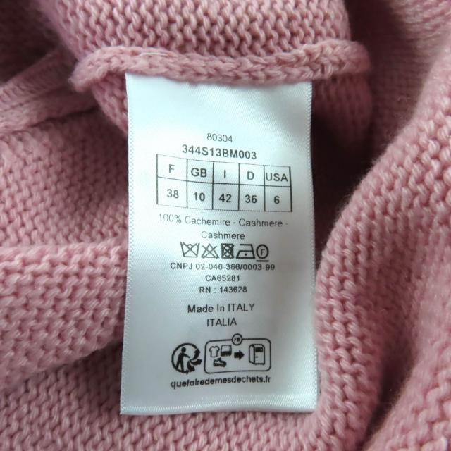 極美品★Christian Dior クリスチャンディオール 344S13BM003 カシミヤ100％ ロゴデザイン 袖フリル 半袖ニット ピンク 42 伊製 正規品_6