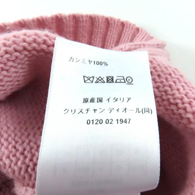 極美品★Christian Dior クリスチャンディオール 344S13BM003 カシミヤ100％ ロゴデザイン 袖フリル 半袖ニット ピンク 42 伊製 正規品_7