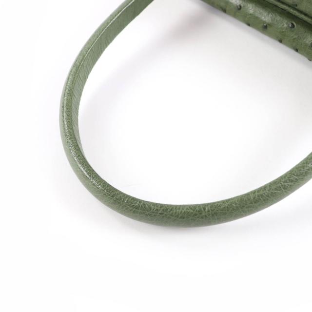 美品☆MORABITO モラビト オーストリッチ ヴァンドーム ハンドバッグ グリーン ゴールド金具 保存袋付き フランス製 レディース_5