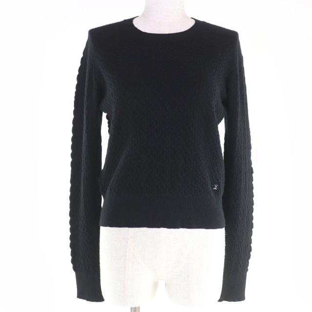 極美品☆CHANEL シャネル P75335K10778 カシミヤ ココマーク 長袖 ニット トップス ブラック 38 イタリア製 正規品 レディース