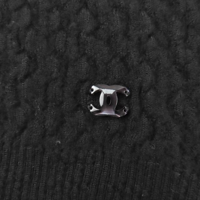 極美品☆CHANEL シャネル P75335K10778 カシミヤ ココマーク 長袖 ニット トップス ブラック 38 イタリア製 正規品 レディース_4