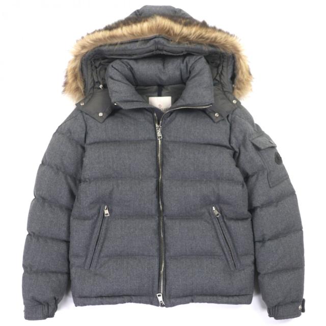 美品▼MONCLER モンクレール 19-20AW ALLEMAND レザーロゴワッペン付き フーデッド マーモットファー WZIPUP ダウンジャケット 1　正規品