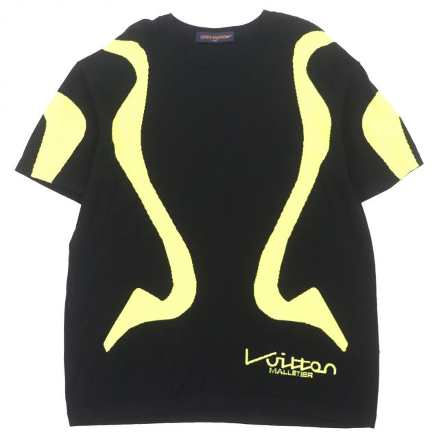 極美品▼LOUIS VUITTON ルイヴィトン 23SS スポーティーライン コットン100% ロゴ入り ショートスリーブ 半袖ニット L 正規品 メンズ