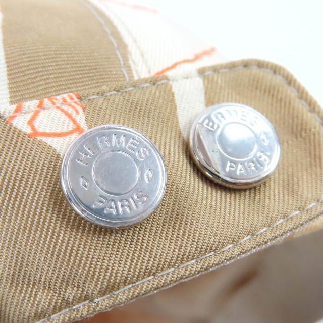 未使用品◇HERMES エルメス Davis Jungle Love シルク100％ セリエボタン付き キャップ 帽子 ブラウン系 59 フランス製 レディース_6