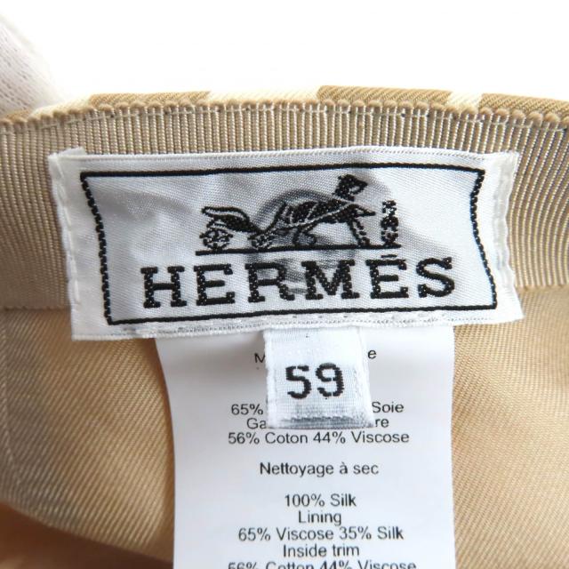 未使用品◇HERMES エルメス Davis Jungle Love シルク100％ セリエボタン付き キャップ 帽子 ブラウン系 59 フランス製 レディース_7