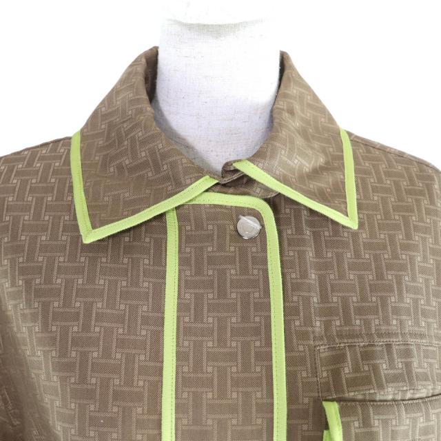 未使用品★HERMES エルメス 22AW 2H0117DP カシミヤ混 ライナー・ベルト付 Hモザイク サファリジャケット コート カーキ系 34 フランス製_3