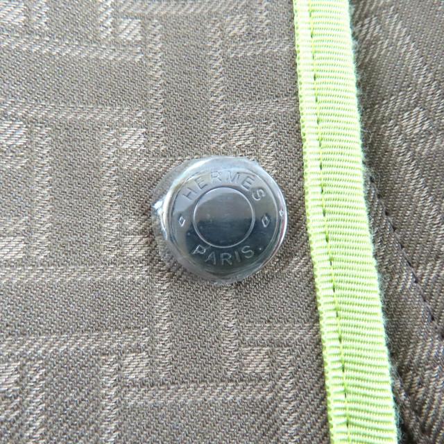 未使用品★HERMES エルメス 22AW 2H0117DP カシミヤ混 ライナー・ベルト付 Hモザイク サファリジャケット コート カーキ系 34 フランス製_5