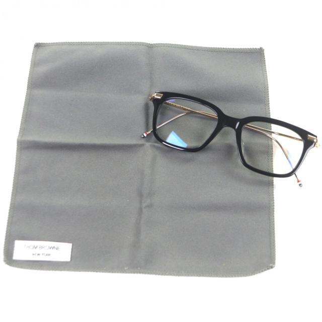 美品▼THOM BROWNE トムブラウン TB-701-A スクエアフロント メガネ 眼鏡 アイウェア ブラック ゴールド 49□19-150 度入 日本製 メンズ_1