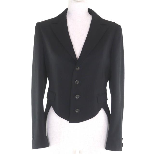 美品◇Ys Yohji Yamamoto ヨウジヤマモト 変形 ピークドラペル ウール100％ シングルジャケット テールジャケット ブラック 日本製 正規品