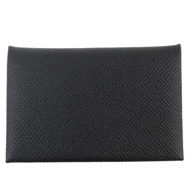 未使用品△HERMES エルメス カルヴィ ヴォーエプソン シルバー金具 名刺入れ コインケース カードケース ブラック W刻印 箱付 フランス製_2