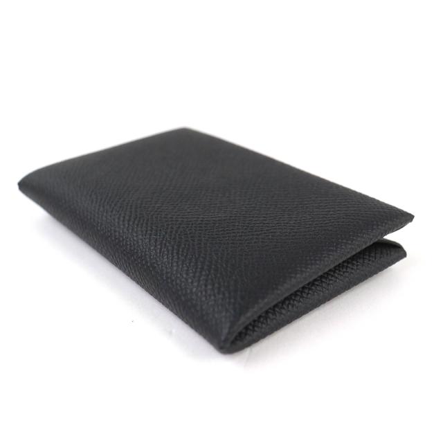 未使用品△HERMES エルメス カルヴィ ヴォーエプソン シルバー金具 名刺入れ コインケース カードケース ブラック W刻印 箱付 フランス製_3