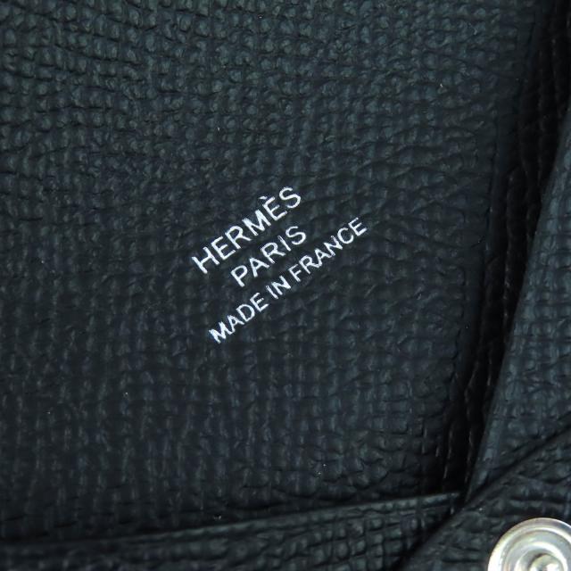 未使用品△HERMES エルメス カルヴィ ヴォーエプソン シルバー金具 名刺入れ コインケース カードケース ブラック W刻印 箱付 フランス製_6