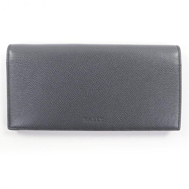 未使用品□BALLY バリー レザー ロゴ型押し 二つ折り財布 長財布 札入れ ロングウォレット グレー メンズ レディース オススメ◎