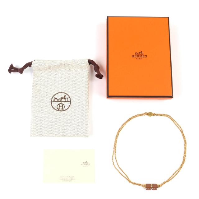 未使用品◇HERMES エルメス シャルニエールPM ヴォースイフト セリエ ゴールド金具 ネックレス ブラウン 箱・保存袋付き 仏製 レディース_1