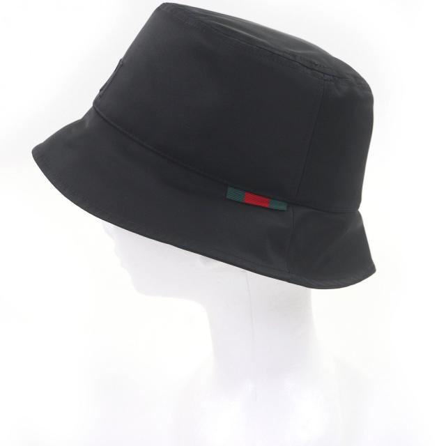 未使用品□GUCCI グッチ 813534 エンボスロゴ シェリーライン バケットハット 帽子 ブラック イタリア製 正規品 XL メンズ レディース_2
