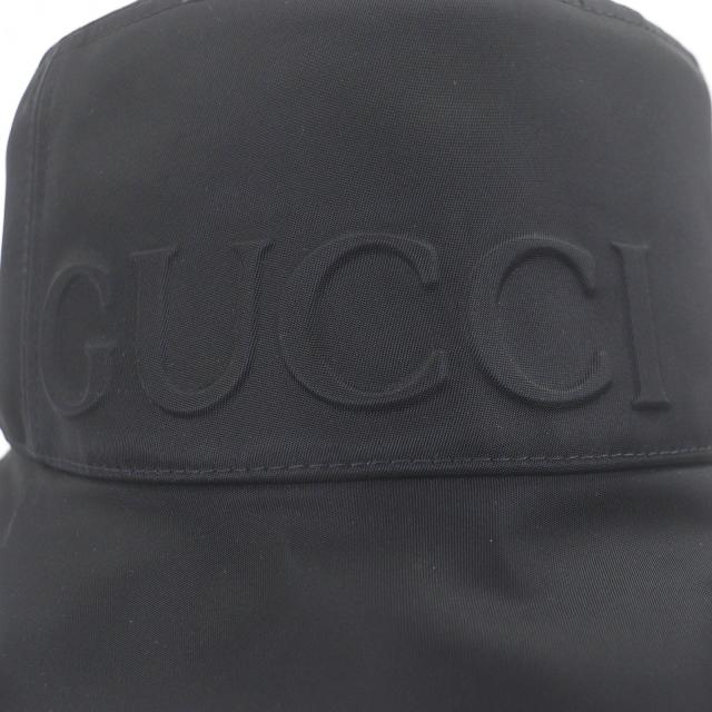 未使用品□GUCCI グッチ 813534 エンボスロゴ シェリーライン バケットハット 帽子 ブラック イタリア製 正規品 XL メンズ レディース_5