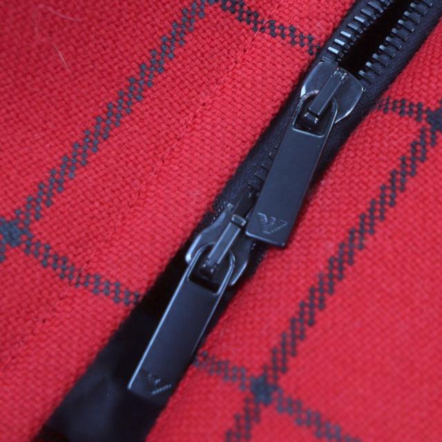 美品▼EMPORIO ARMANI エンポリオ アルマーニ 2020年製 91B530 ウール100% 黒タグ チェック柄 フーデッド ZIPUP 中綿コート 50 正規品_4