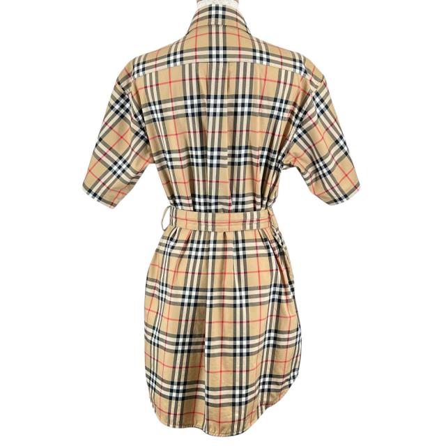 極美品▲BURBERRY バーバリー 8032154 ロゴ刺繍 ノバチェック コットン シャツワンピース マルチカラー 36 正規品 レディース_2