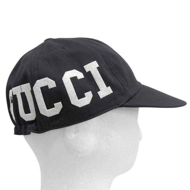未当てはめる品▲GUCCI グッチ 751400 綿織物100％ ロゴタイプアップリケ付 野球鳥打ち帽 かぶり笠 黒いこと M 58糎 イタリア製 定まり品 メンズ