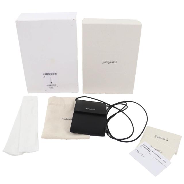 未使用品◇SAINT LAURENT PARIS サンローランパリ 802728 レザー ショルダーポーチ/バッグ ブラック 箱・保存袋付 イタリア製 レディース_1