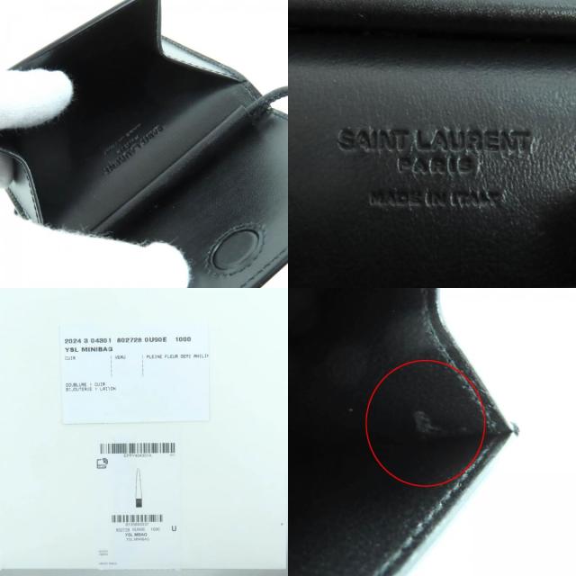 未使用品◇SAINT LAURENT PARIS サンローランパリ 802728 レザー ショルダーポーチ/バッグ ブラック 箱・保存袋付 イタリア製 レディース_9
