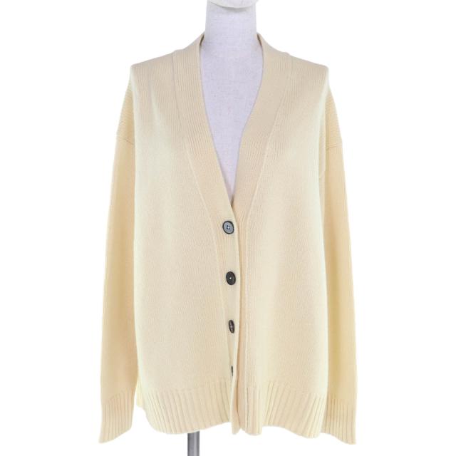 極美品◇JIL SANDER ジルサンダー JSCU752017 カシミヤ コットン Vネック 長袖ニット カーディガン イエロー 34 伊製 レディース