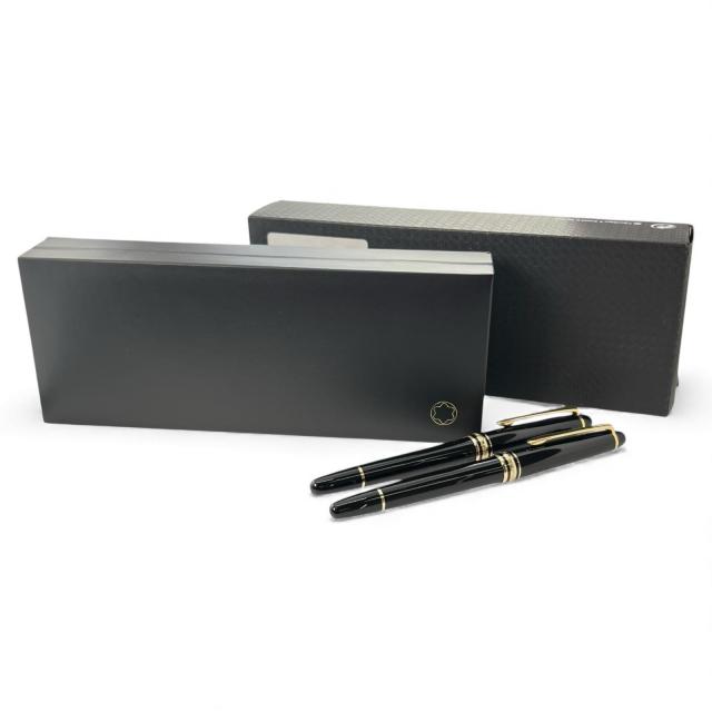 極美品▲MONTBLANC モンブラン マイスターシュテュック クラシック ペン先14K EF・Fニブ 2本セット 万年筆 ブラック 箱・ケース付 メンズ_1