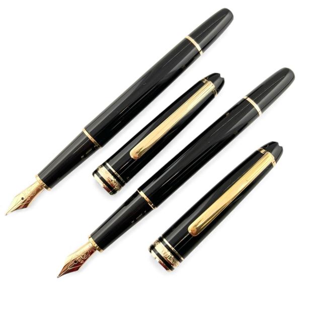 極美品▲MONTBLANC モンブラン マイスターシュテュック クラシック ペン先14K EF・Fニブ 2本セット 万年筆 ブラック 箱・ケース付 メンズ_3