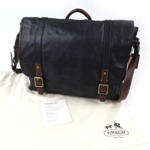 美品△COACH コーチ 70386 HARRISON LEATHER MEDIUM MESSENGER ハリソンレザーミディアムメッセンジャー ショルダーバッグ ブラック 袋付_1