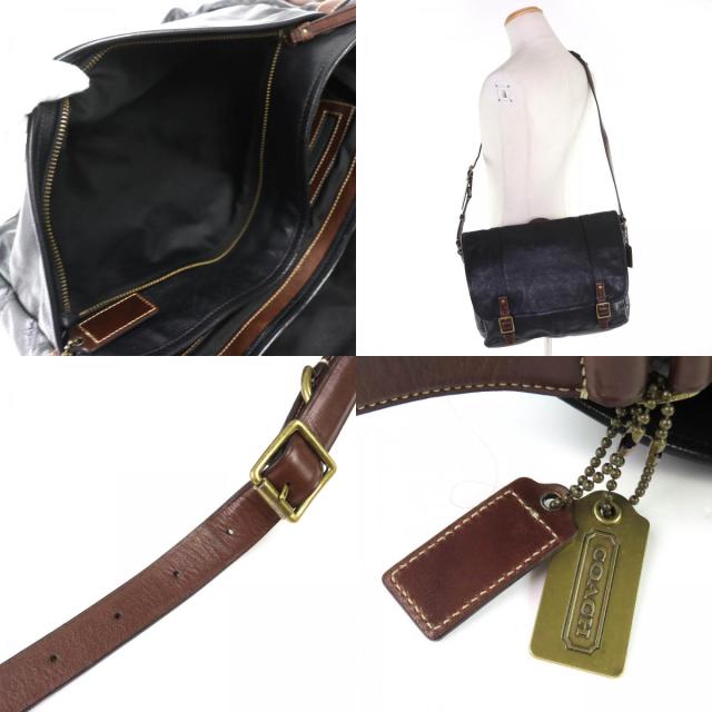 美品△COACH コーチ 70386 HARRISON LEATHER MEDIUM MESSENGER ハリソンレザーミディアムメッセンジャー ショルダーバッグ ブラック 袋付_8