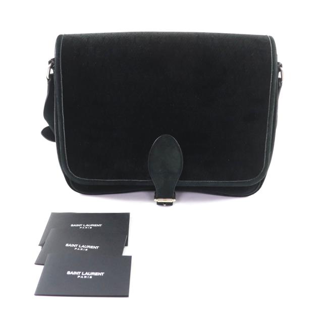 美品★SAINT LAURENT PARIS サンローランパリ MAL688253 YSLモノグラム ベルベット ショルダーバッグ ブラック シルバー金具 イタリア製_1