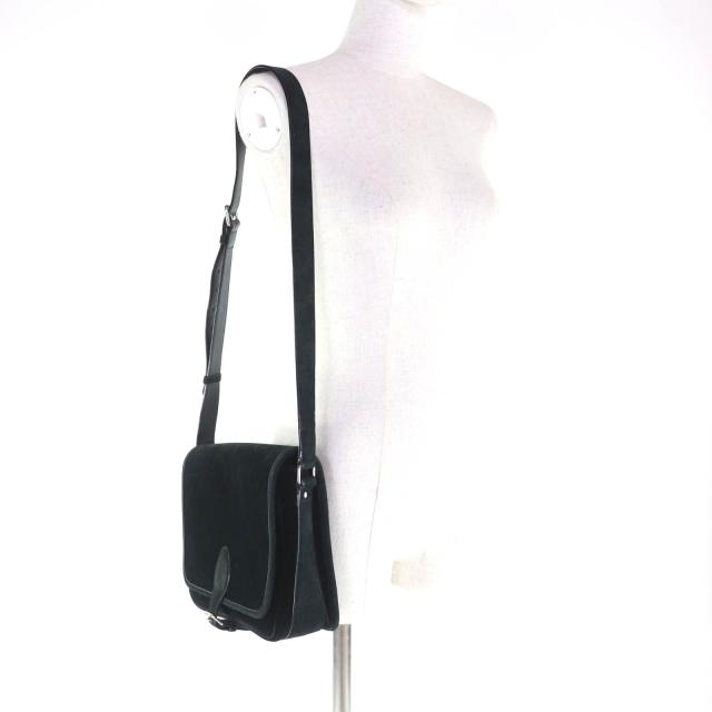 美品★SAINT LAURENT PARIS サンローランパリ MAL688253 YSLモノグラム ベルベット ショルダーバッグ ブラック シルバー金具 イタリア製_5