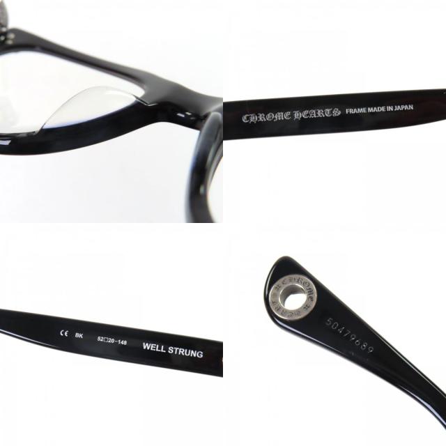 美品▼CHROME HEARTS クロムハーツ WELL STRUNG 925 CHプラス装飾 グロメット付き メガネ 眼鏡 アイウェア 52□20-148 度入 総重量41.29g
