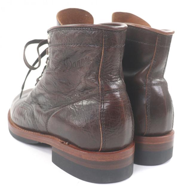 良品□Danner ダナー D511010 ロゴ型押し コードバン レースアップ アンクルブーツ タンカーブーツ レザーブーツ ブラウン 7 箱付 メンズ