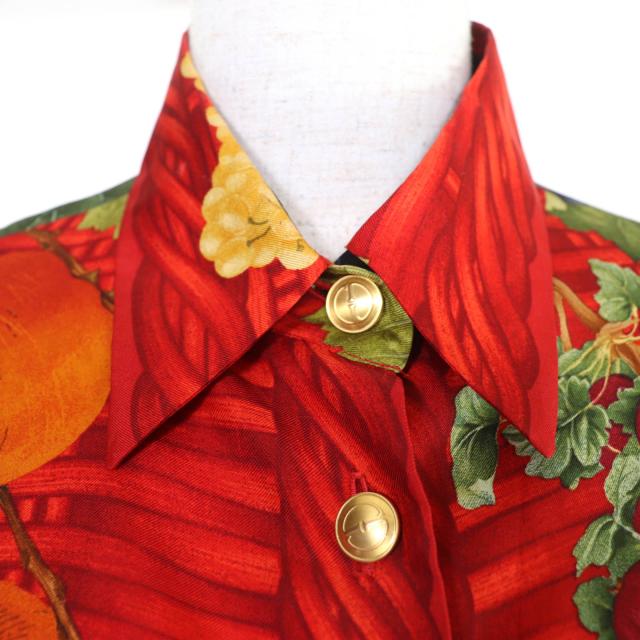 極美品☆GUCCI グッチ シルク100％ トムフォード期 フルーツ総柄デザイン