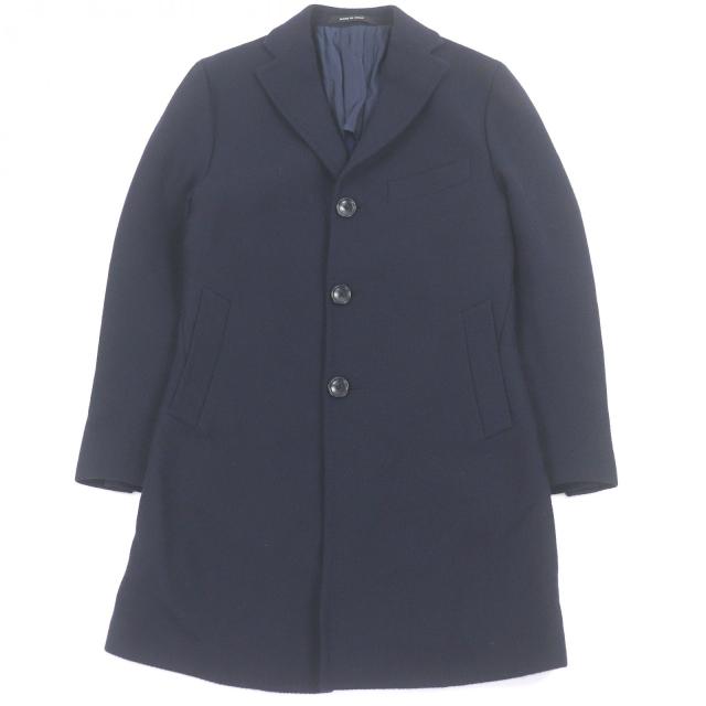 美品□TAGLIATORE タリアトーレ ウール100％ Brilla per il gusto別注 チェスターコート ロングコート ネイビー 42 イタリア製 正規品