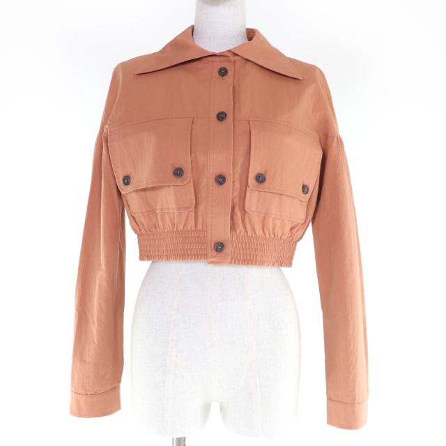 極美品☆JIL SANDER NAVY  ジルサンダーネイビー JDK553AJK03281 コットン クロップド ジャケット ライトブラウン 34 正規品 レディース