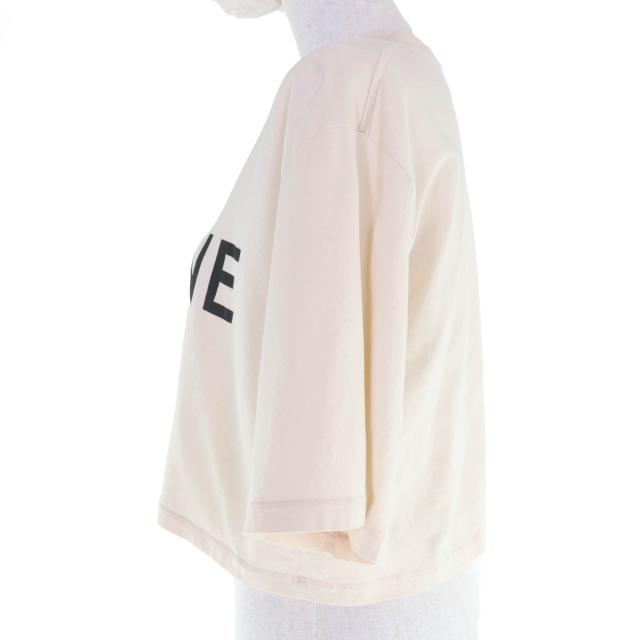 美品☆CELINE セリーヌ 2X761671Q コットン100％ ロゴ入り クロップド丈 半袖Ｔシャツ ベージュ XS イタリア製 正規品 レディース_1