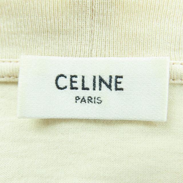 美品☆CELINE セリーヌ 2X761671Q コットン100％ ロゴ入り クロップド丈 半袖Ｔシャツ ベージュ XS イタリア製 正規品 レディース_5