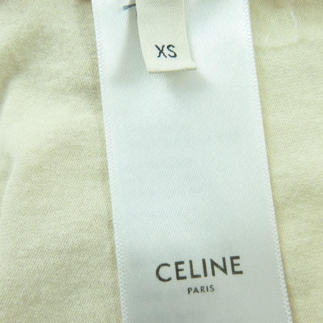 美品☆CELINE セリーヌ 2X761671Q コットン100％ ロゴ入り クロップド丈 半袖Ｔシャツ ベージュ XS イタリア製 正規品 レディース_6