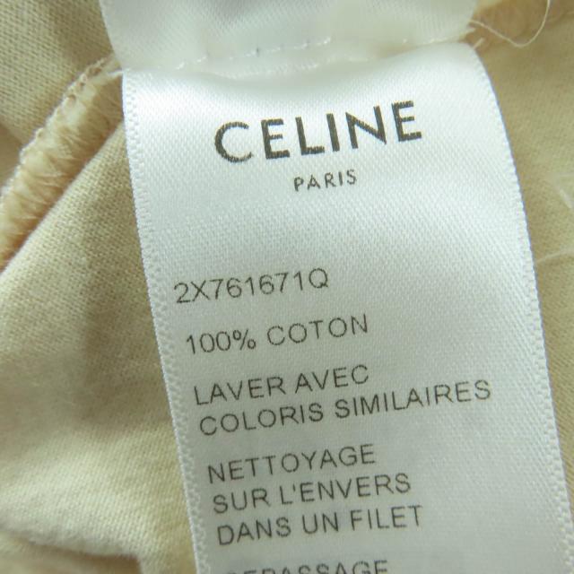 美品☆CELINE セリーヌ 2X761671Q コットン100％ ロゴ入り クロップド丈 半袖Ｔシャツ ベージュ XS イタリア製 正規品 レディース_7