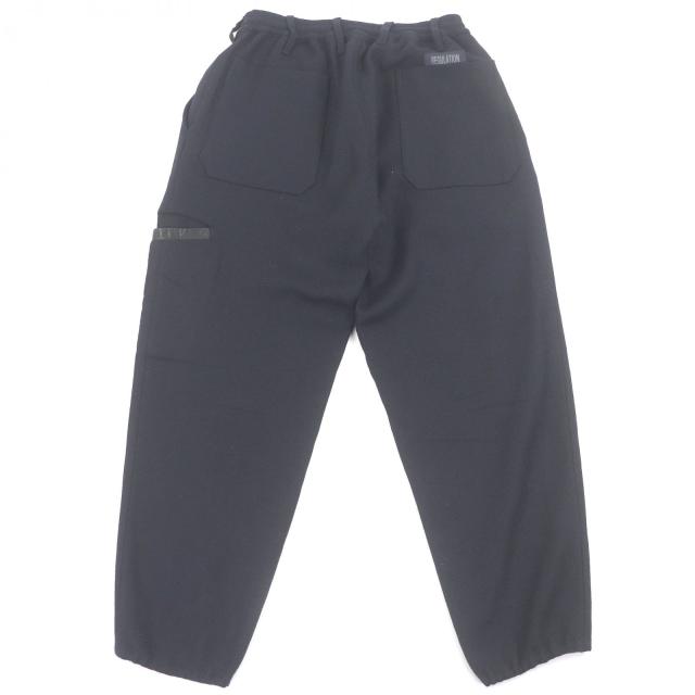 美品□Yohji Yamamoto ヨウジヤマモト HR-P03-141 REGULATION 一部レザー使い S-WリブラップPパンツ パンツ ネイビー 1 日本製 正規品_1