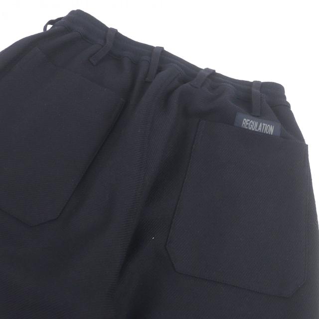 美品□Yohji Yamamoto ヨウジヤマモト HR-P03-141 REGULATION 一部レザー使い S-WリブラップPパンツ パンツ ネイビー 1 日本製 正規品_3