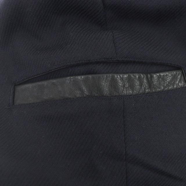 美品□Yohji Yamamoto ヨウジヤマモト HR-P03-141 REGULATION 一部レザー使い S-WリブラップPパンツ パンツ ネイビー 1 日本製 正規品_4