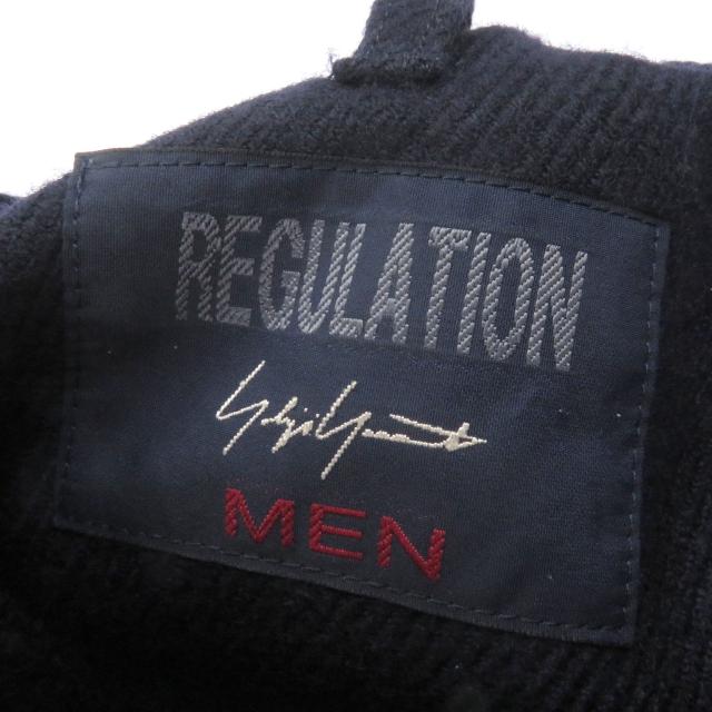 美品□Yohji Yamamoto ヨウジヤマモト HR-P03-141 REGULATION 一部レザー使い S-WリブラップPパンツ パンツ ネイビー 1 日本製 正規品_6