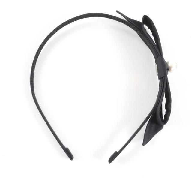 極美品★CHANEL シャネル 25P AAA845 ココマーク フェイクパール付 リボン カチューシャ ヘアアクセサリー ブラック ゴールド金具 箱付き_4