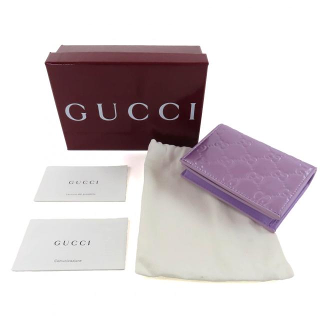 未使用品◇GUCCI グッチ 847207 パテントレザー GGエンブレム スモールウォレット 二つ折り財布 メタリックパープル 現行品_1