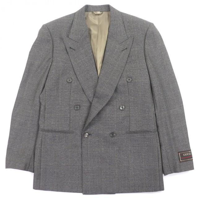 極美品▽GUCCI グッチ 568762 ウール100% チェック柄 ダブルブレスト